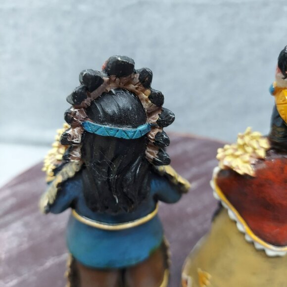 Native American Harvest Figurine Set - Boy & Girl Holding Wheat And Grapes Hand- - Picture 7 of 9